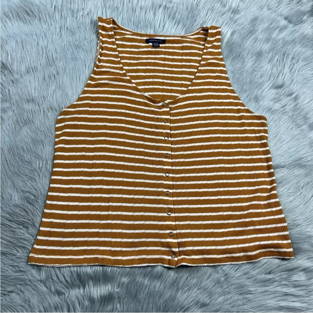 American Eagle Striped Snap Up Tank Top Size XL